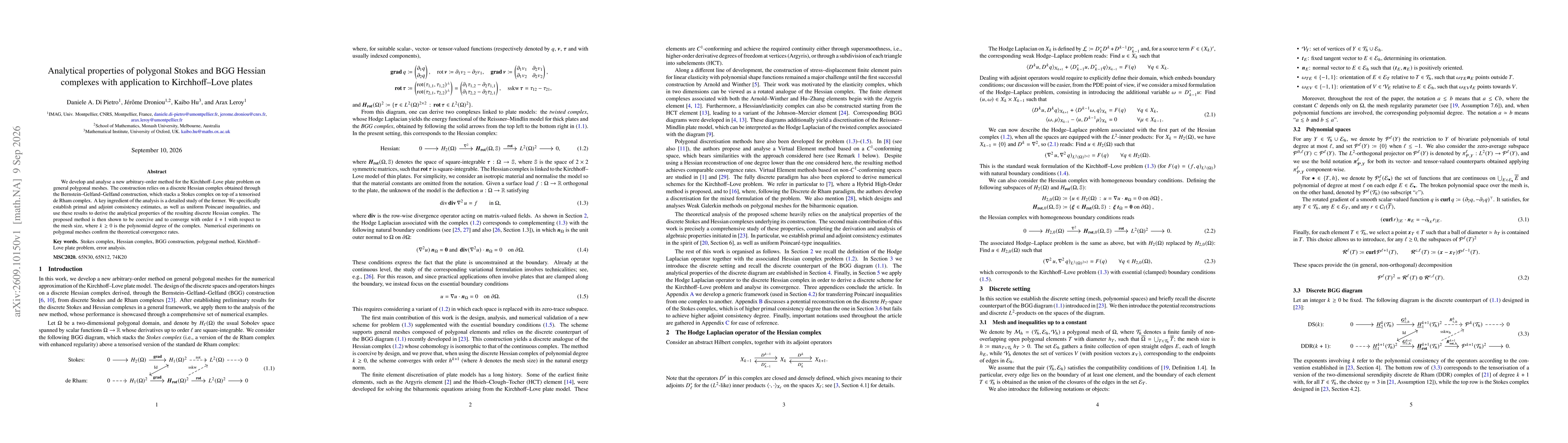 Thumbnail for Analytical properties of polygonal Stokes and BGG Hessian complexes with application to Kirchhoff--Love plates