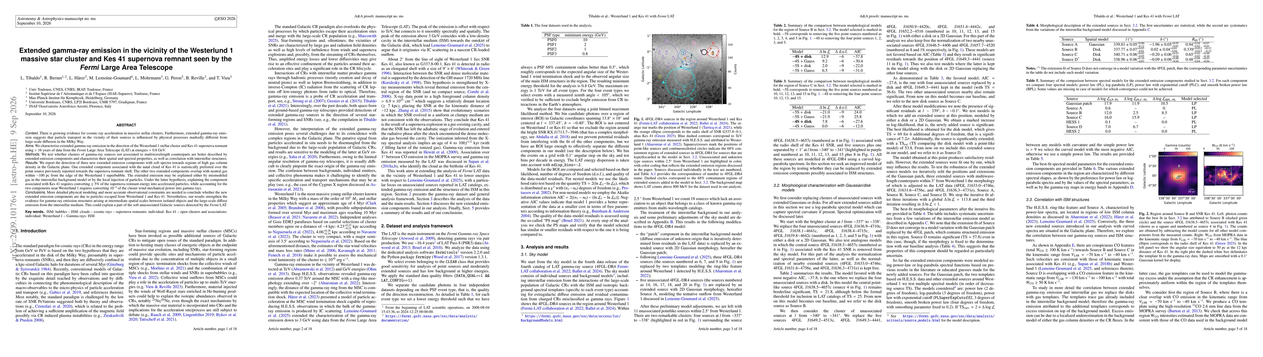 Thumbnail for Extended gamma-ray emission in the vicinity of the Westerlund 1 massive star cluster and Kes 41 supernova remnant seen by the Fermi Large Area Telescope