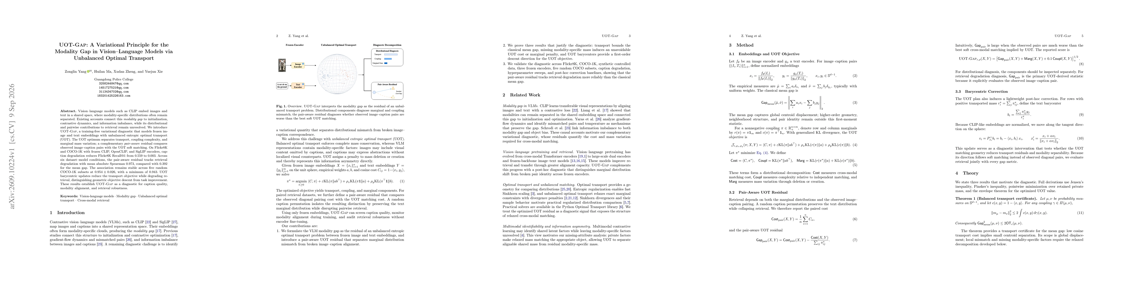 Thumbnail for UOT-Gap: A Variational Principle for the Modality Gap in Vision-Language Models via Unbalanced Optimal Transport