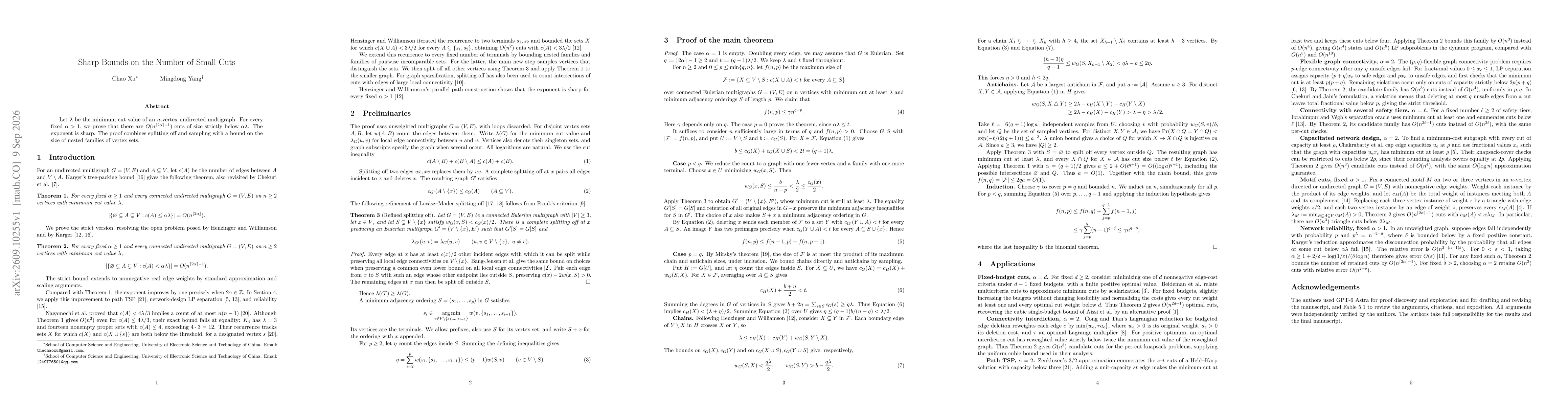 Thumbnail for Sharp Bounds on the Number of Small Cuts