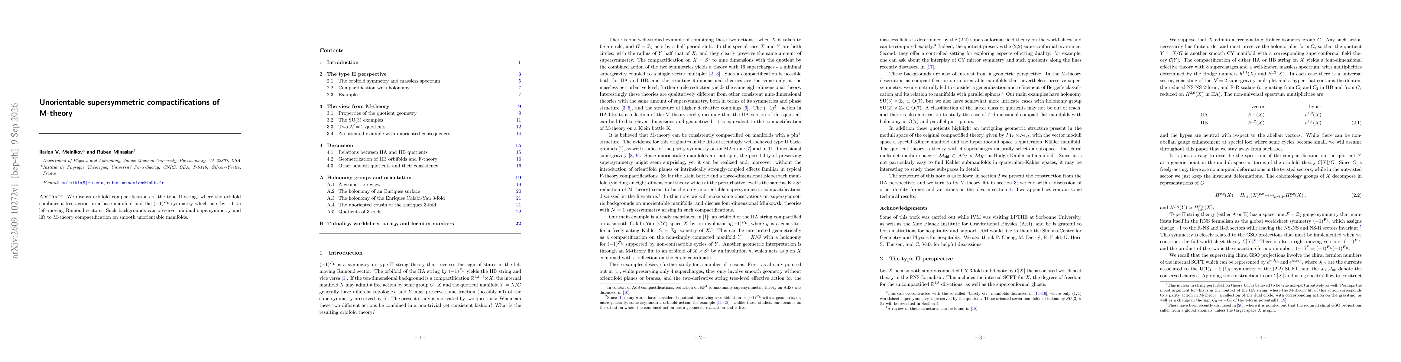 Thumbnail for Unorientable supersymmetric compactifications of M-theory