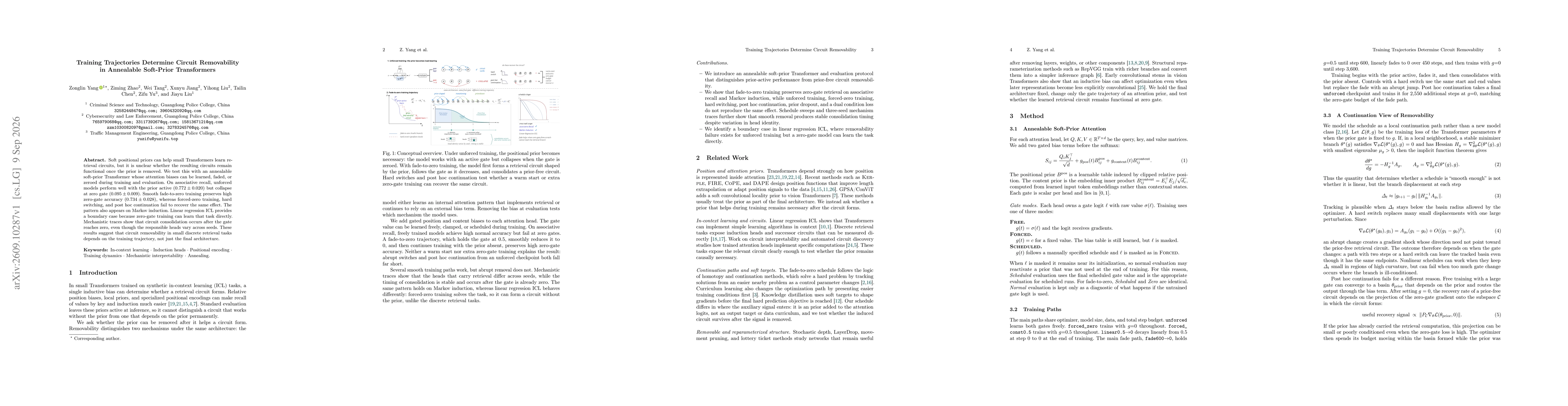 Thumbnail for Training Trajectories Determine Circuit Removability in Annealable Soft-Prior Transformers