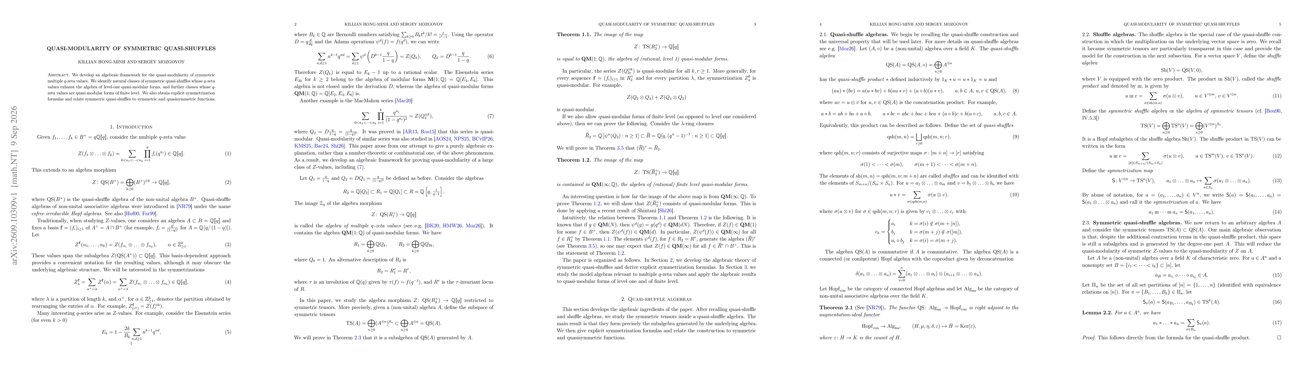 Thumbnail for Quasi-modularity of symmetric quasi-shuffles