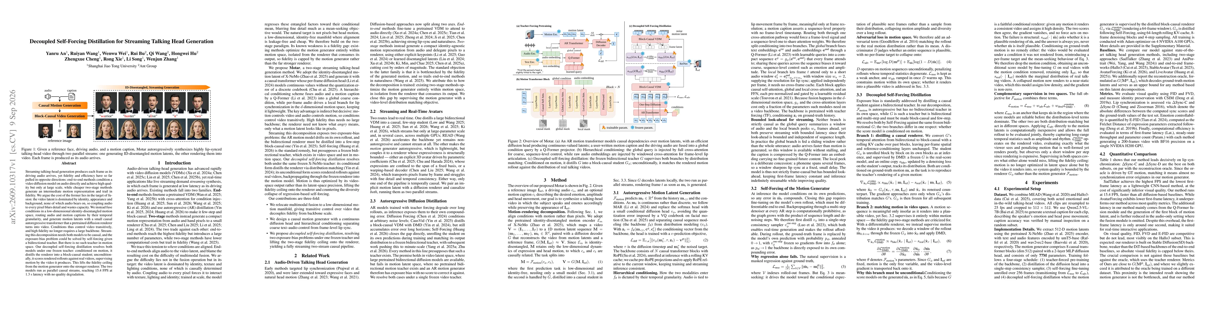Thumbnail for Decoupled Self-Forcing Distillation for Streaming Talking Head Generation