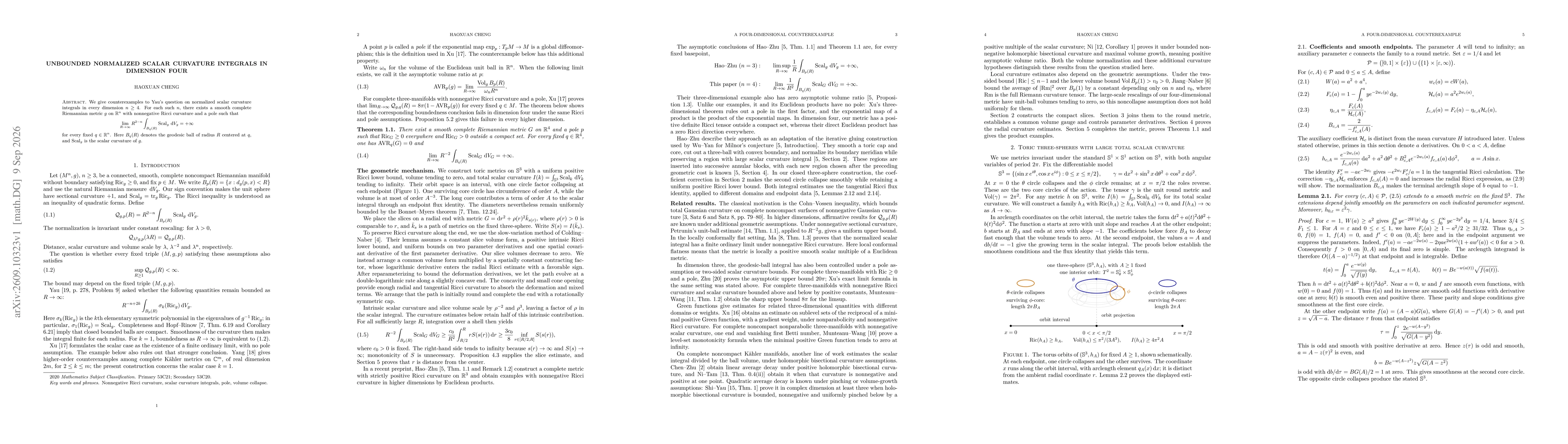 Thumbnail for Unbounded normalized scalar curvature integrals in dimension four
