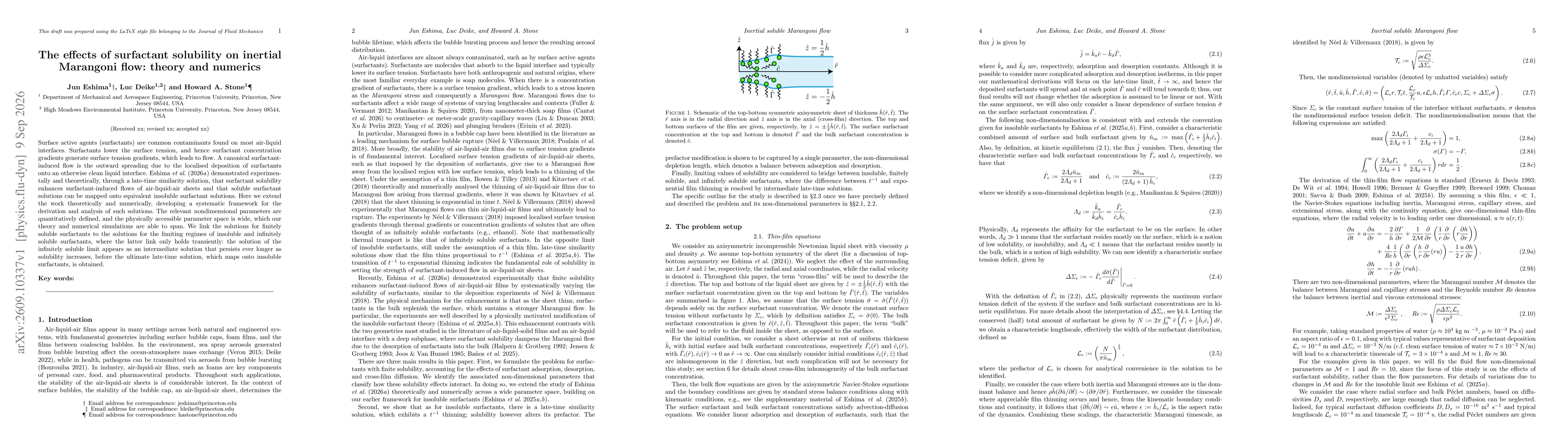 Thumbnail for The effects of surfactant solubility on inertial Marangoni flow: theory and numerics