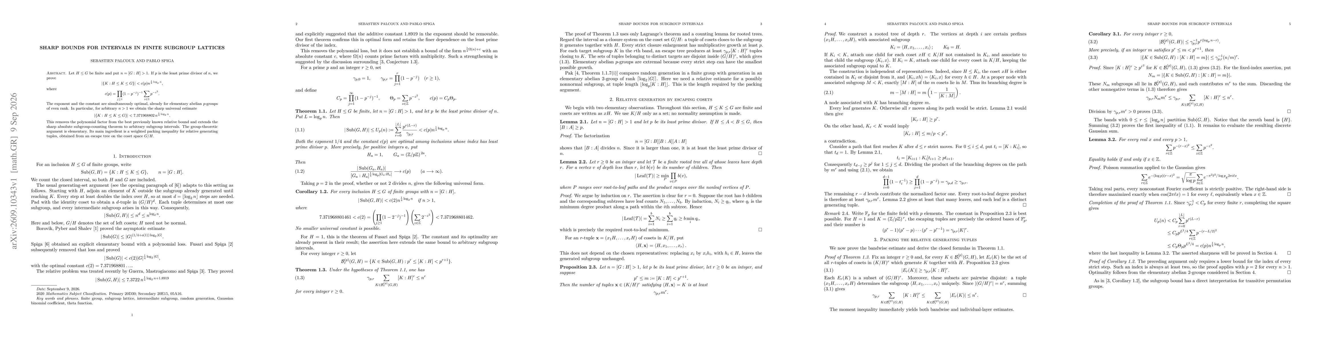 Thumbnail for Sharp bounds for intervals in finite subgroup lattices