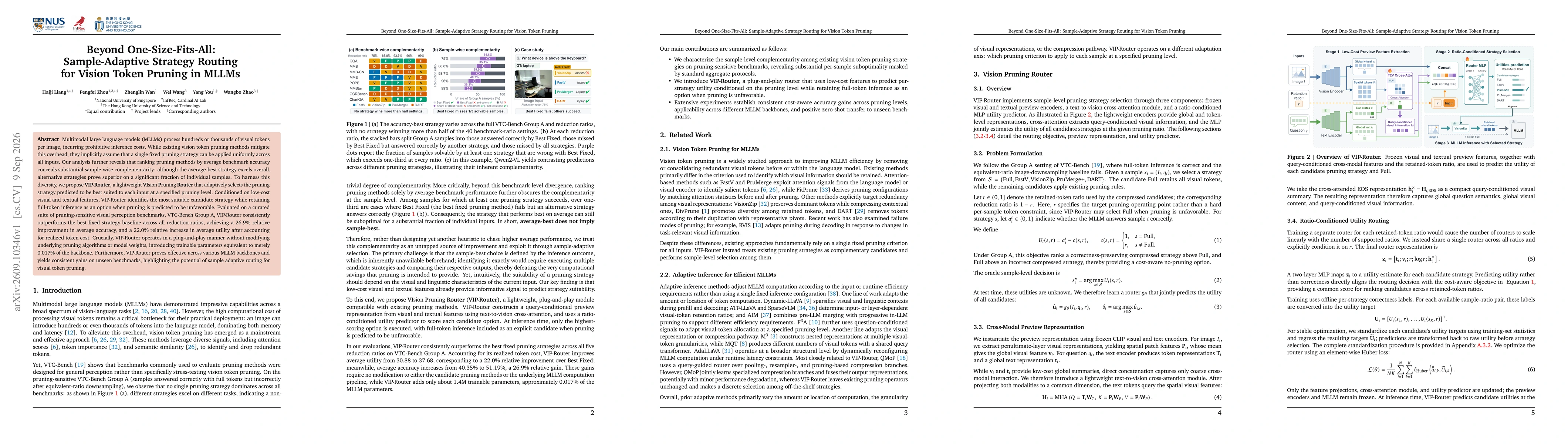 Thumbnail for Beyond One-Size-Fits-All: Sample-Adaptive Strategy Routing for Vision Token Pruning in MLLMs