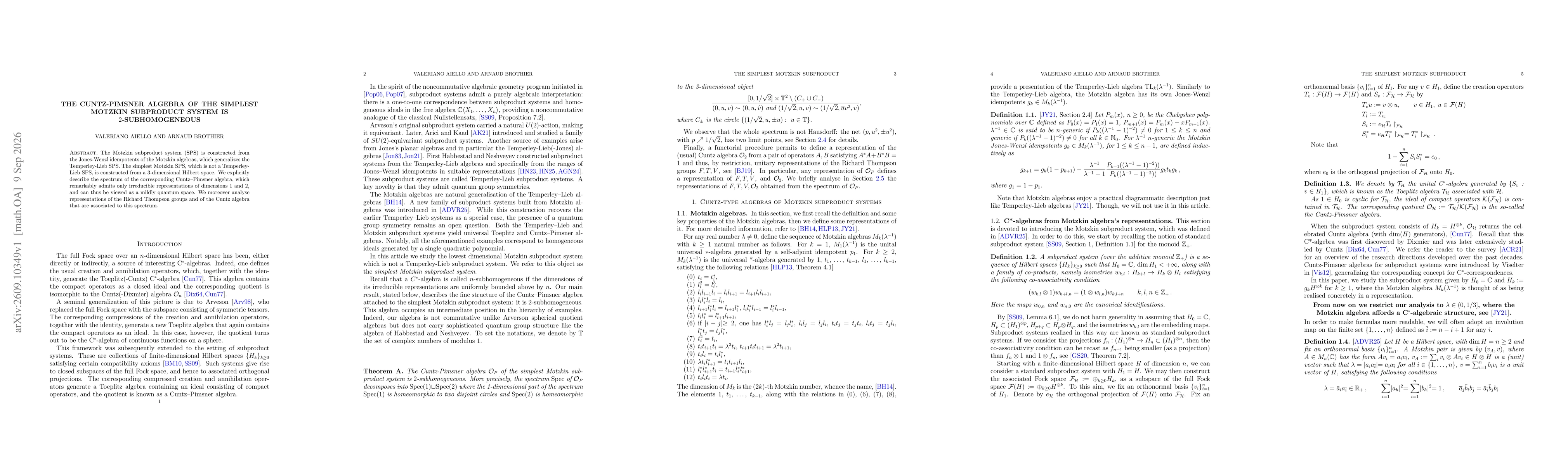 Thumbnail for The Cuntz-Pimsner algebra of the simplest Motzkin subproduct system is 2-subhomogeneous