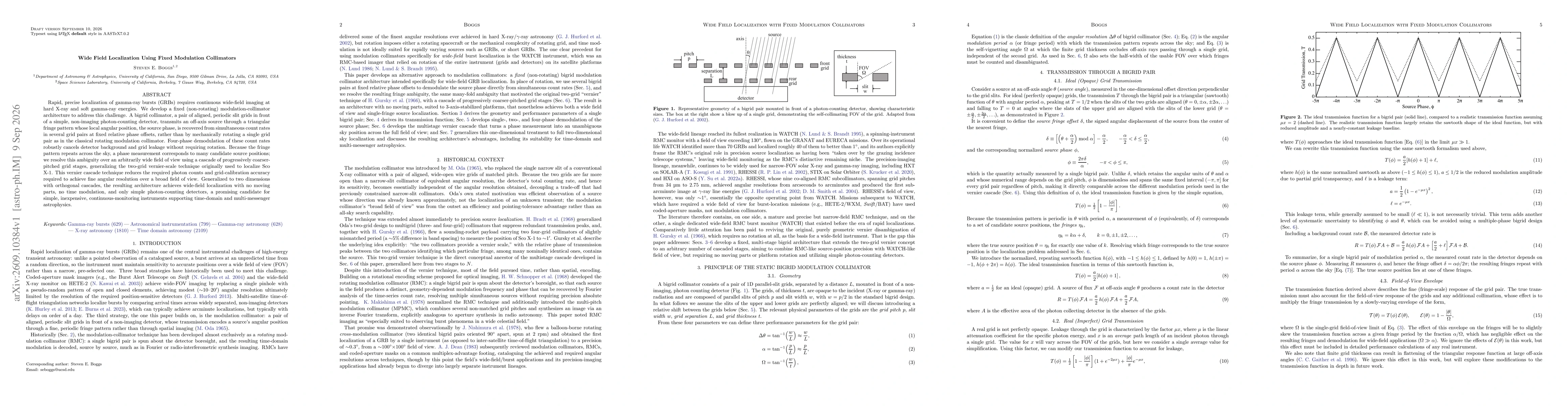 Thumbnail for Wide Field Localization Using Fixed Modulation Collimators