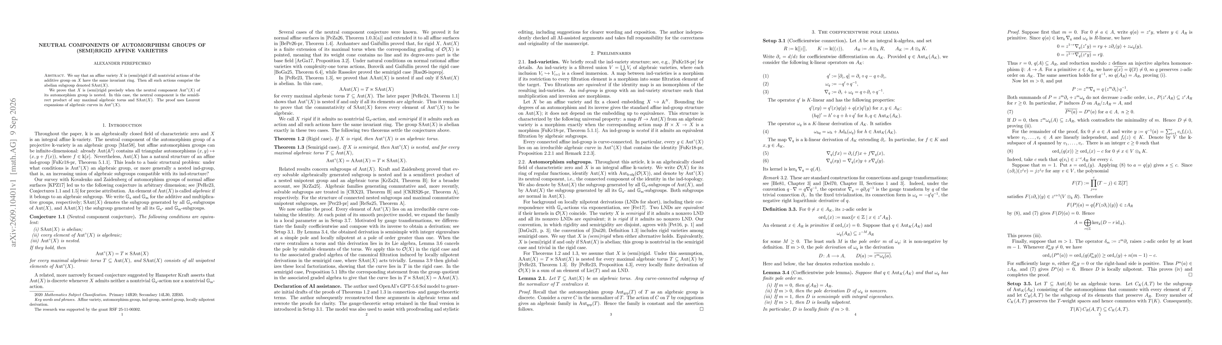 Thumbnail for Neutral components of automorphism groups of (semi)rigid affine varieties