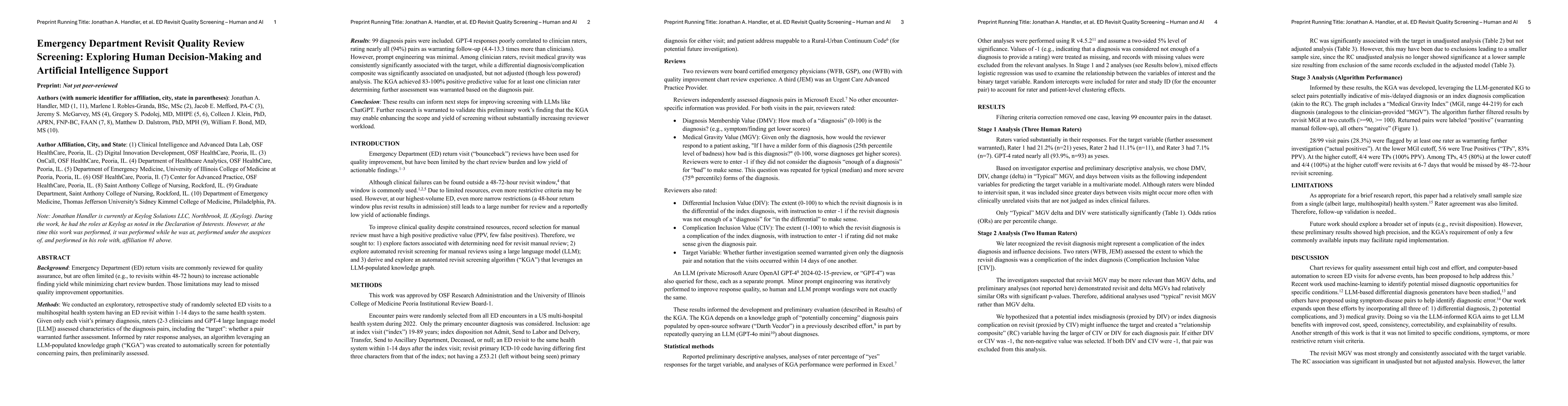 Thumbnail for Emergency Department Revisit Quality Review Screening: Exploring Human Decision-Making and Artificial Intelligence Support