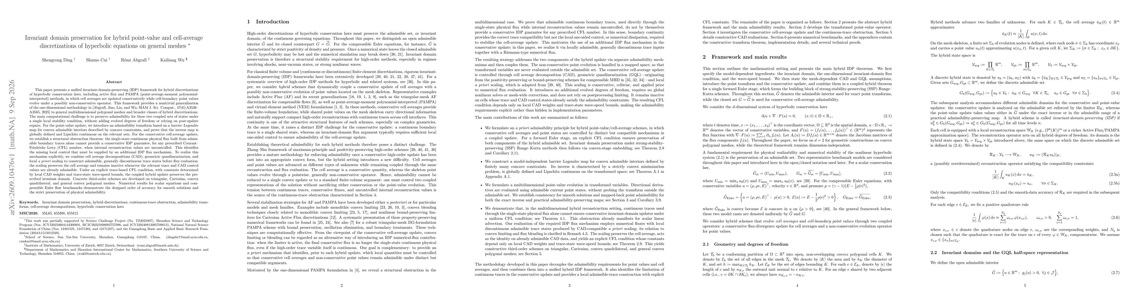 Thumbnail for Invariant domain preservation for hybrid point-value and cell-average discretizations of hyperbolic equations on general meshes