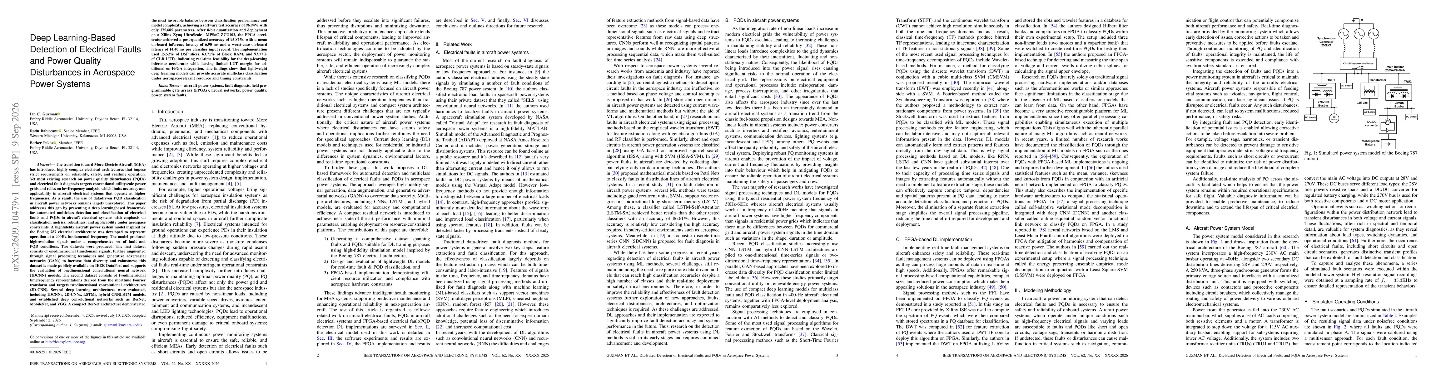 Thumbnail for Deep Learning-Based Detection of Electrical Faults and Power Quality Disturbances in Aerospace Power Systems