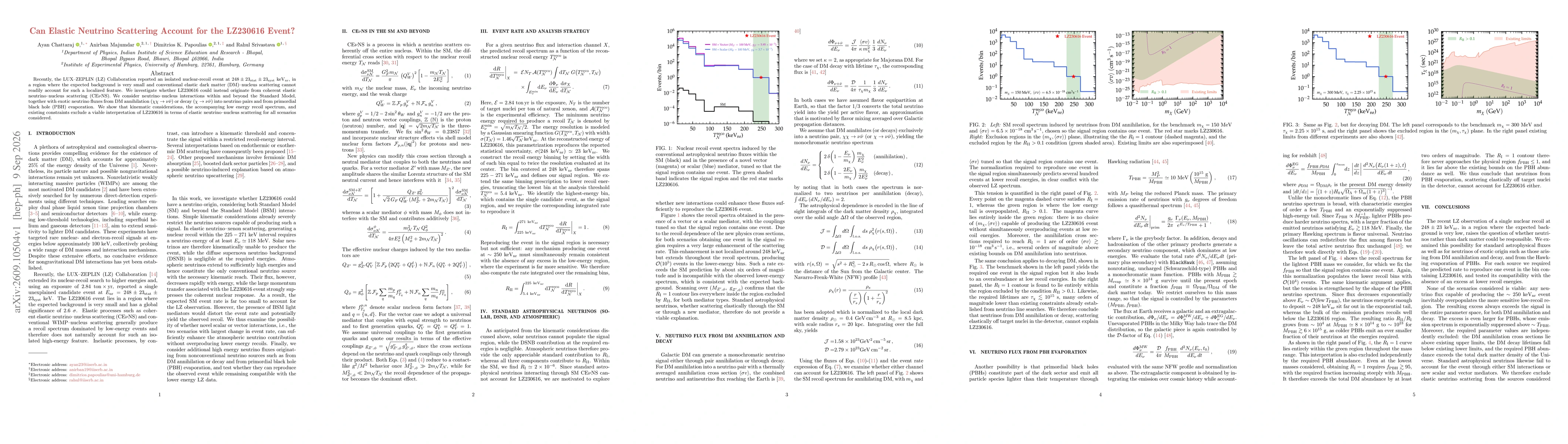 Thumbnail for Can Elastic Neutrino Scattering Account for the LZ230616 Event?