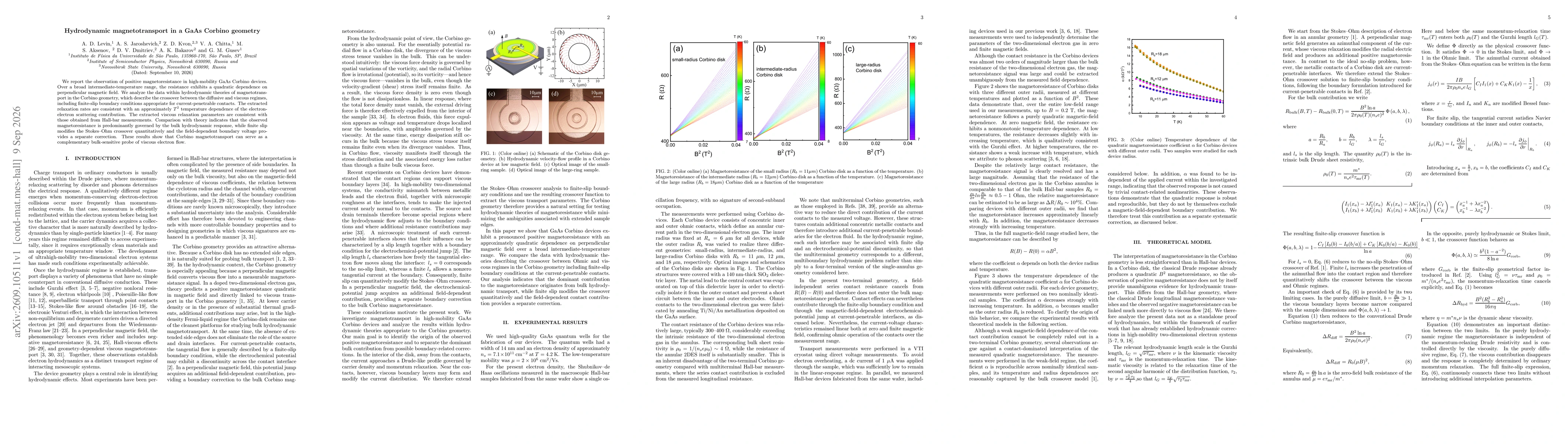 Thumbnail for Hydrodynamic magnetotransport in a GaAs Corbino geometry