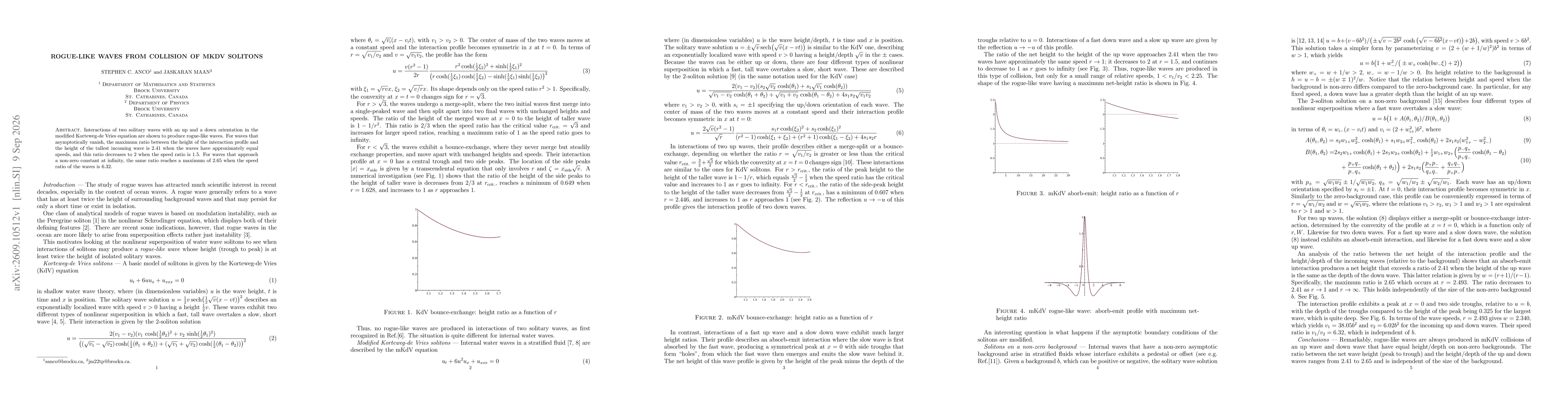 Thumbnail for Rogue-like waves from collision of mKdV solitons