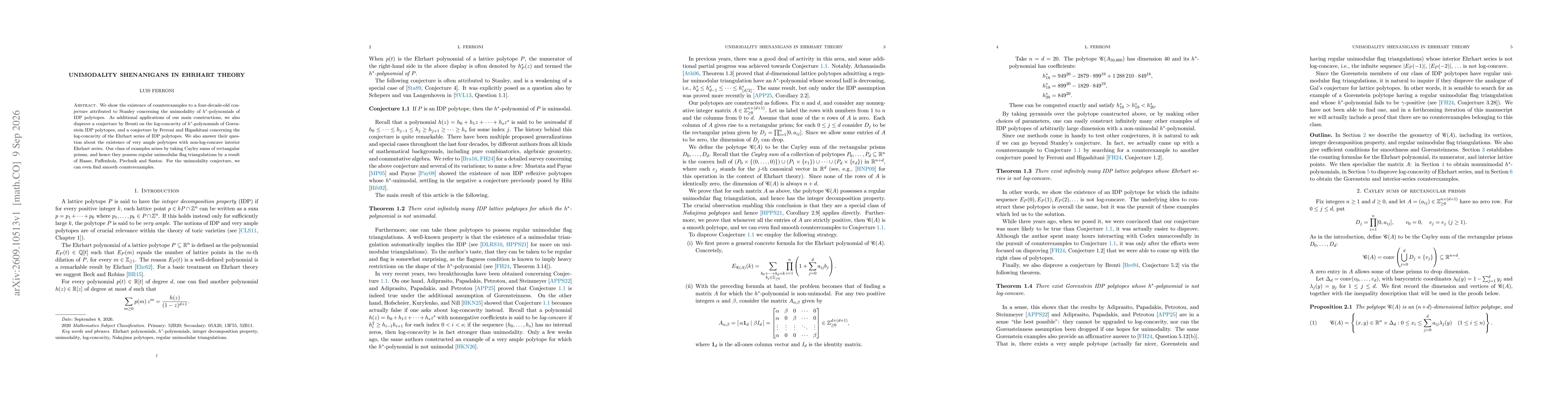 Thumbnail for Unimodality shenanigans in Ehrhart theory