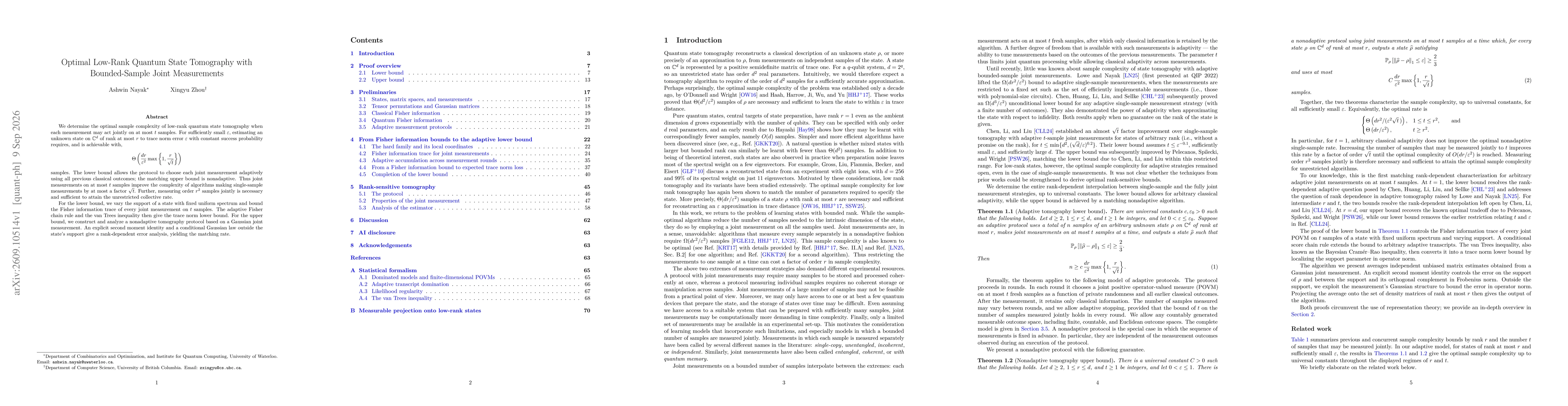 Thumbnail for Optimal Low-Rank Quantum State Tomography with Bounded-Sample Joint Measurements