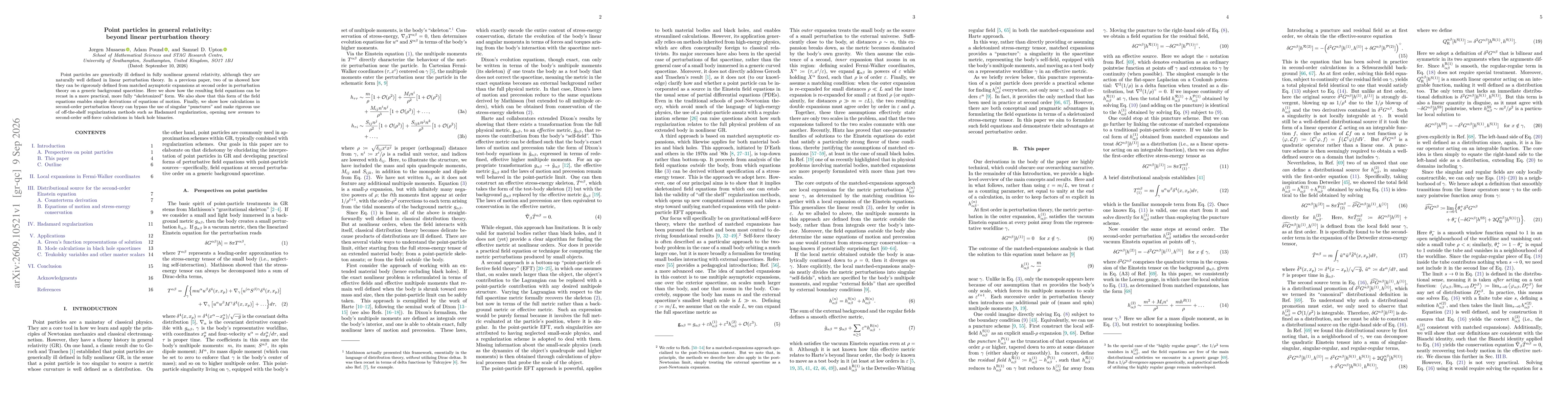 Thumbnail for Point particles in general relativity: beyond linear perturbation theory