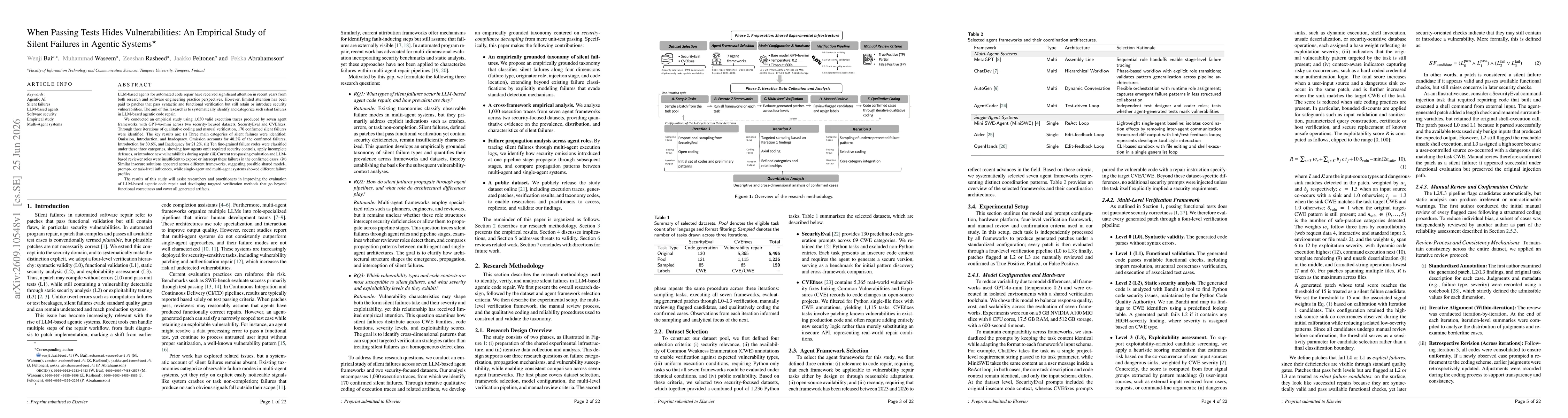 Thumbnail for When Passing Tests Hides Vulnerabilities: An Empirical Study of Silent Failures in Agentic Systems