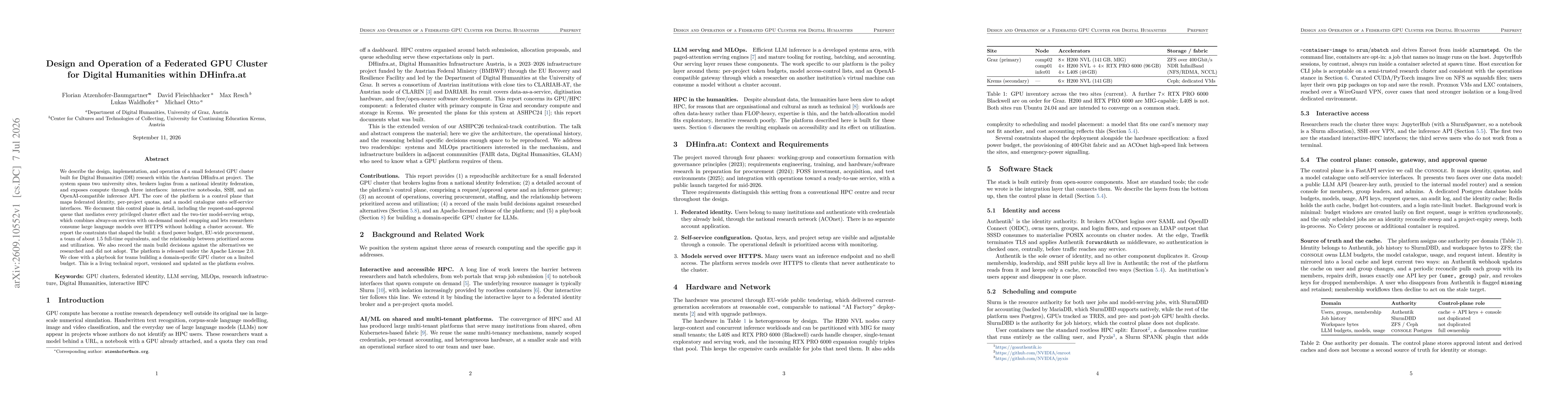 Thumbnail for Design and Operation of a Federated GPU Cluster for Digital Humanities within DHinfra.at