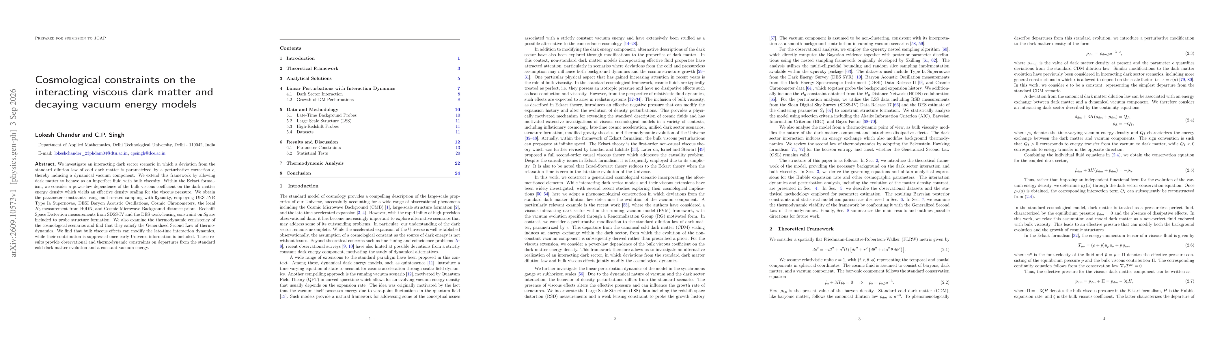Thumbnail for Cosmological constraints on the interacting viscous dark matter and decaying vacuum energy models