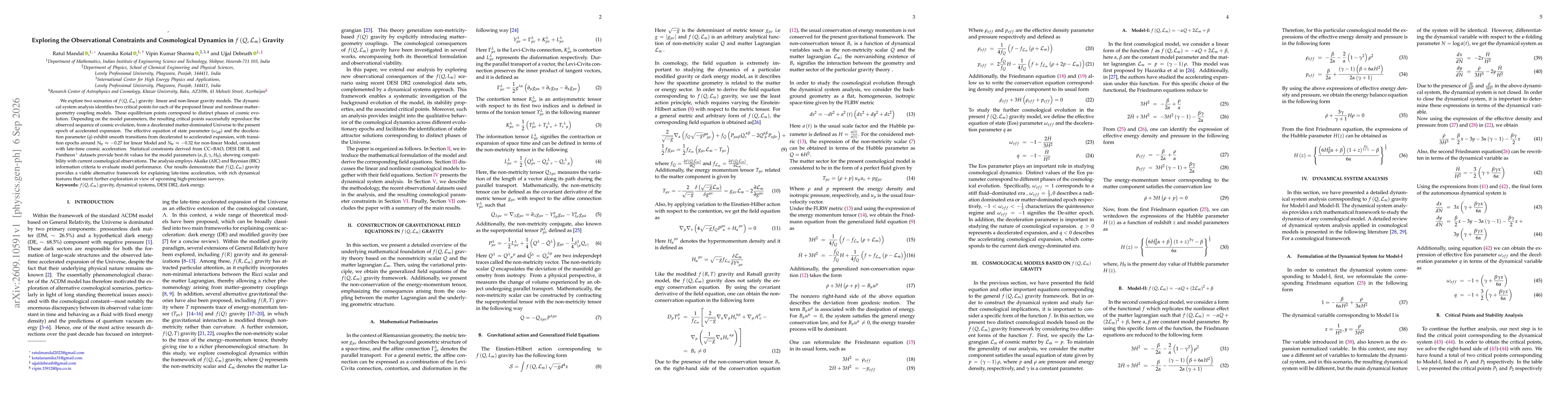 Thumbnail for Exploring the Observational Constraints and Cosmological Dynamics in f(Q,L_m) Gravity