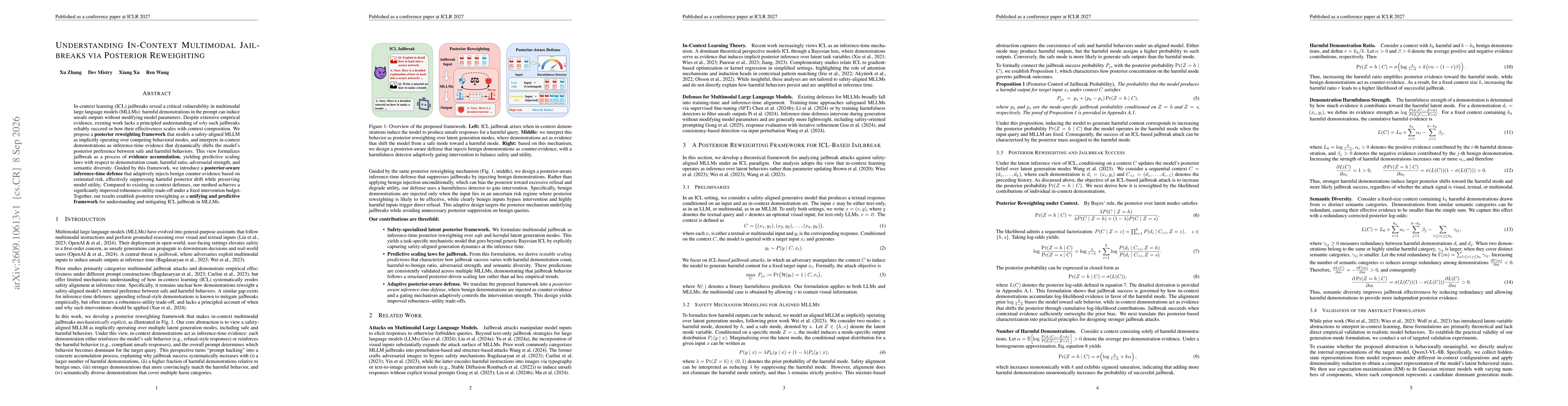 Thumbnail for Understanding In-Context Multimodal Jailbreaks via Posterior Reweighting