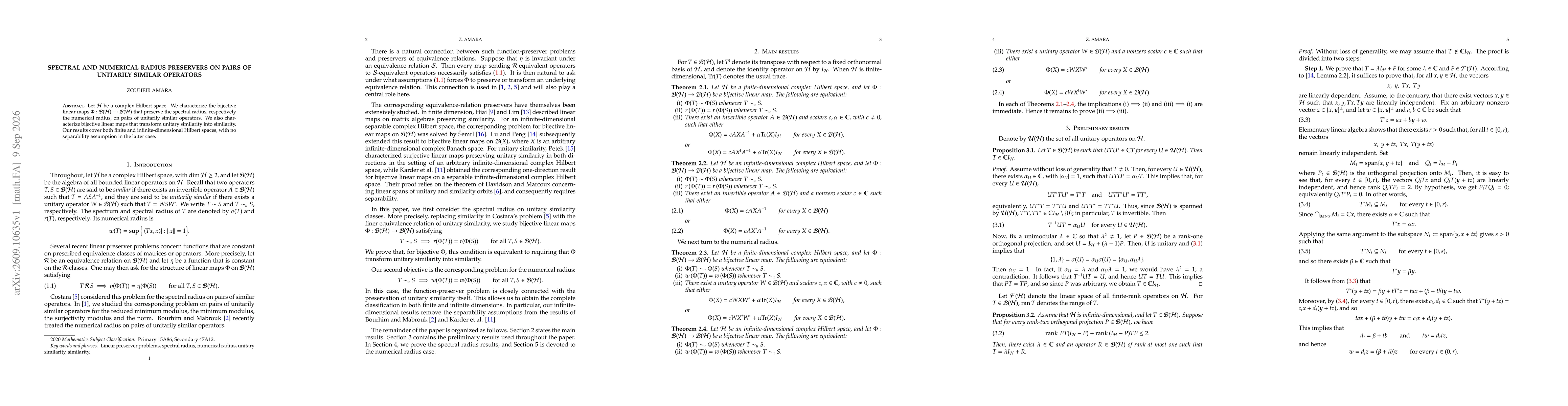 Thumbnail for Spectral and numerical radius preservers on pairs of unitarily similar operators