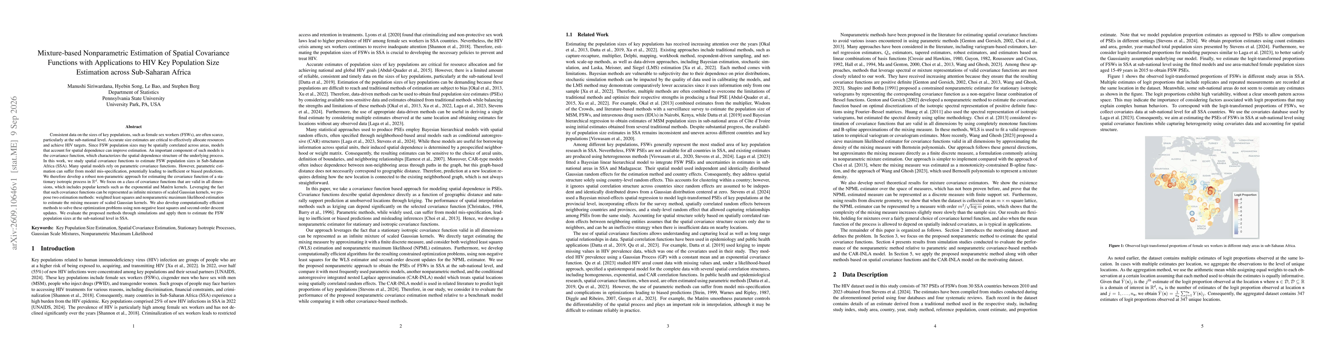 Thumbnail for Mixture-based Nonparametric Estimation of Spatial Covariance Functions with Applications to HIV Key Population Size Estimation across Sub-Saharan Africa