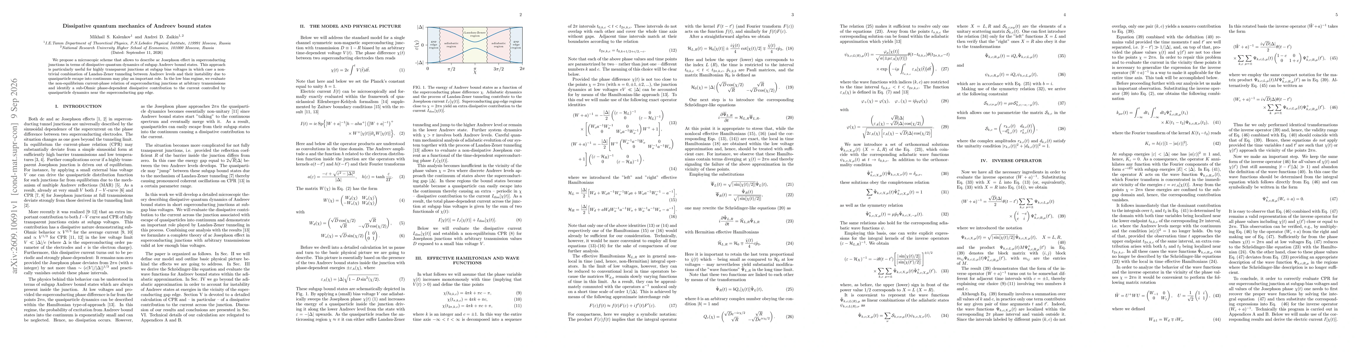 Thumbnail for Dissipative quantum mechanics of Andreev bound states