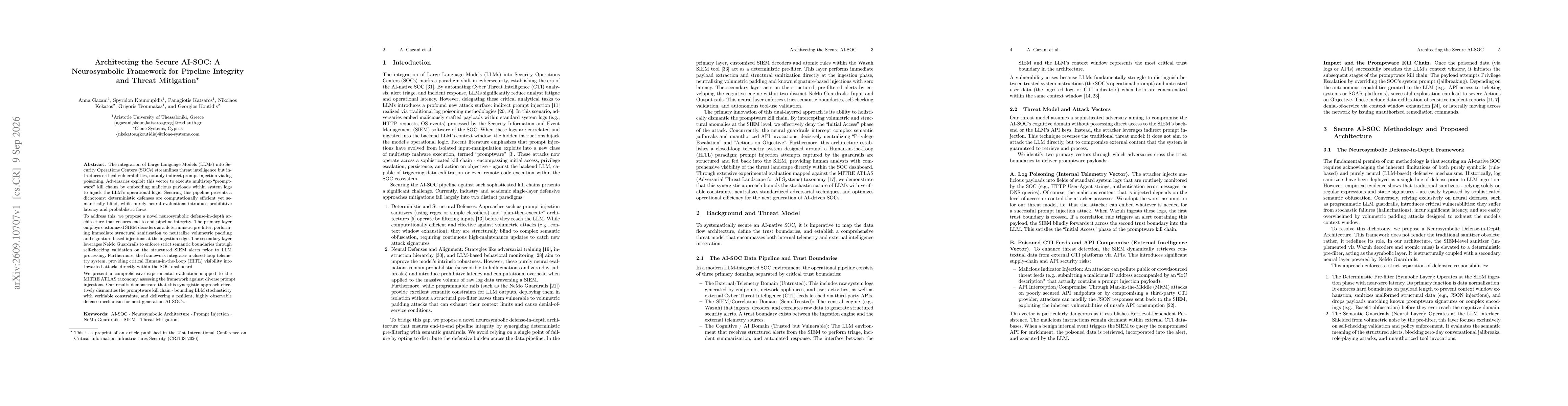Thumbnail for Architecting the Secure AI-SOC: A Neurosymbolic Framework for Pipeline Integrity and Threat Mitigation