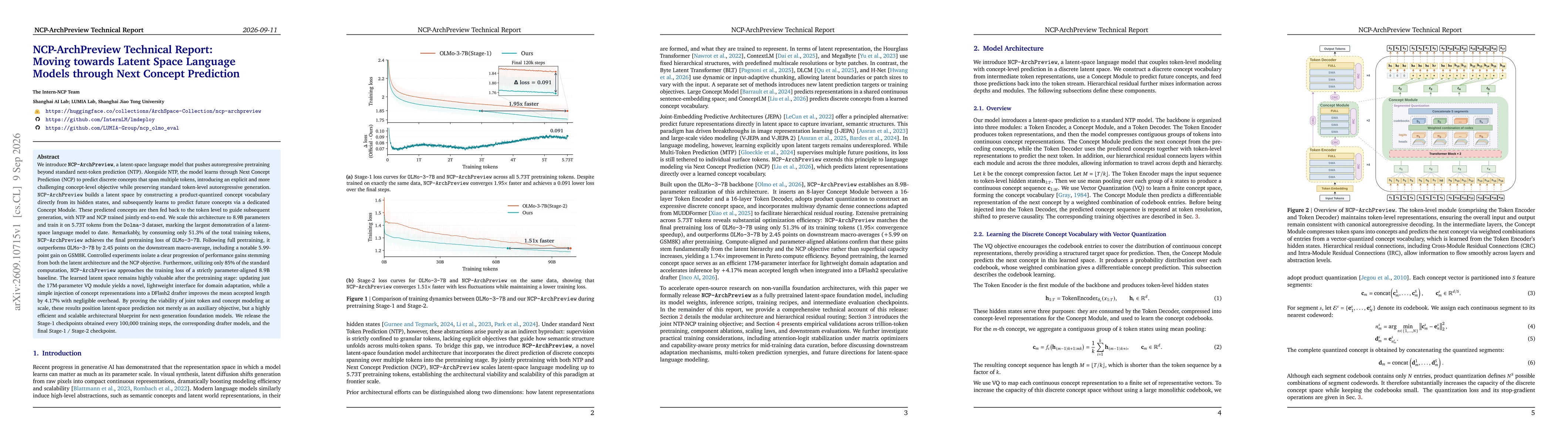 Thumbnail for NCP-ArchPreview Technical Report: Moving towards Latent Space Language Models through Next Concept Prediction