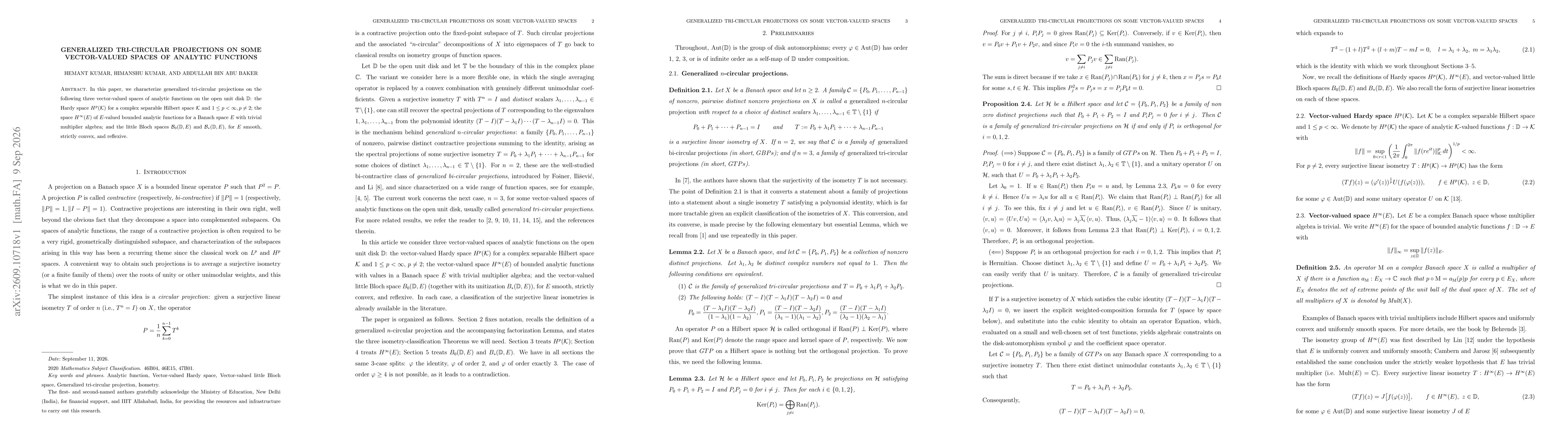 Thumbnail for Generalized tri-circular projections on some vector-valued spaces of analytic functions