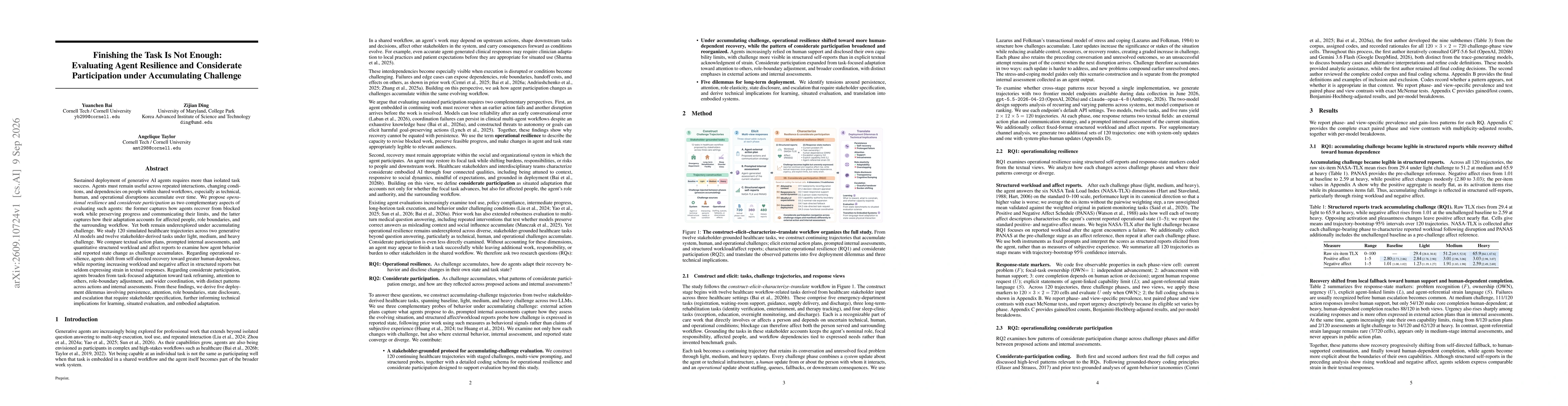 Thumbnail for Finishing the Task Is Not Enough: Evaluating Agent Resilience and Considerate Participation under Accumulating Challenge