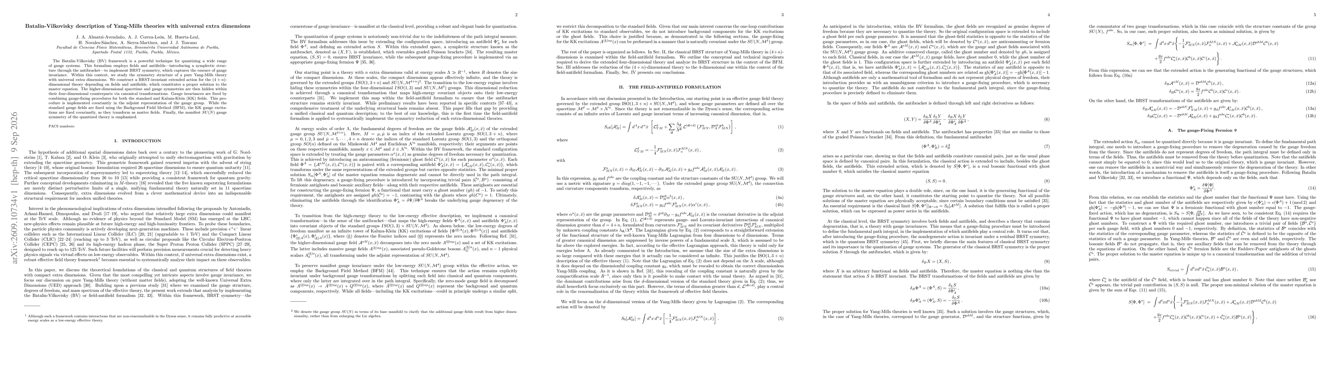 Thumbnail for Batalin-Vilkovisky description of Yang-Mills theories with universal extra dimensions