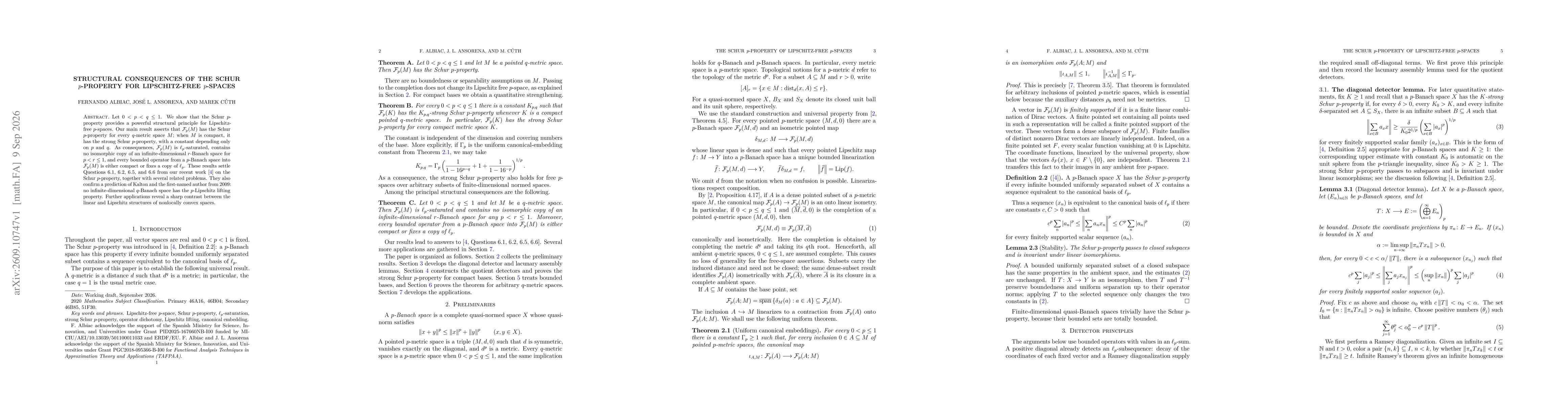 Thumbnail for Structural consequences of the Schur $p$-property for Lipschitz-free $p$-spaces