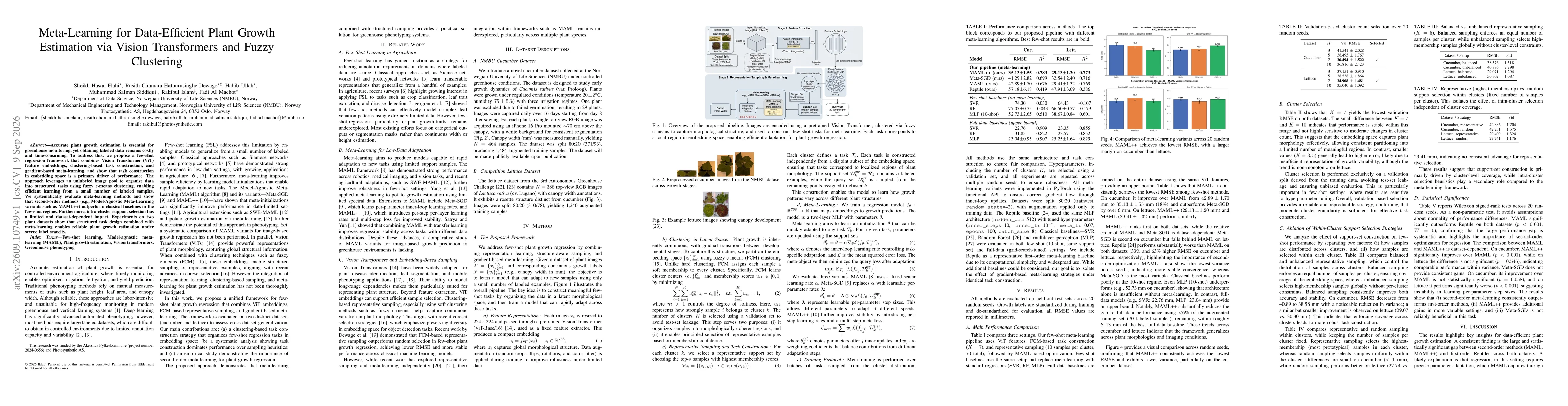 Thumbnail for Meta-Learning for Data-Efficient Plant Growth Estimation via Vision Transformers and Fuzzy Clustering