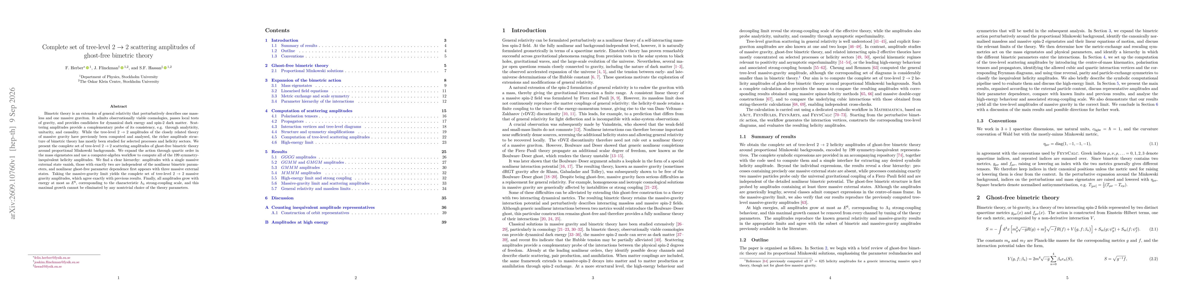 Thumbnail for Complete set of tree-level $2\to 2$ scattering amplitudes of ghost-free bimetric theory