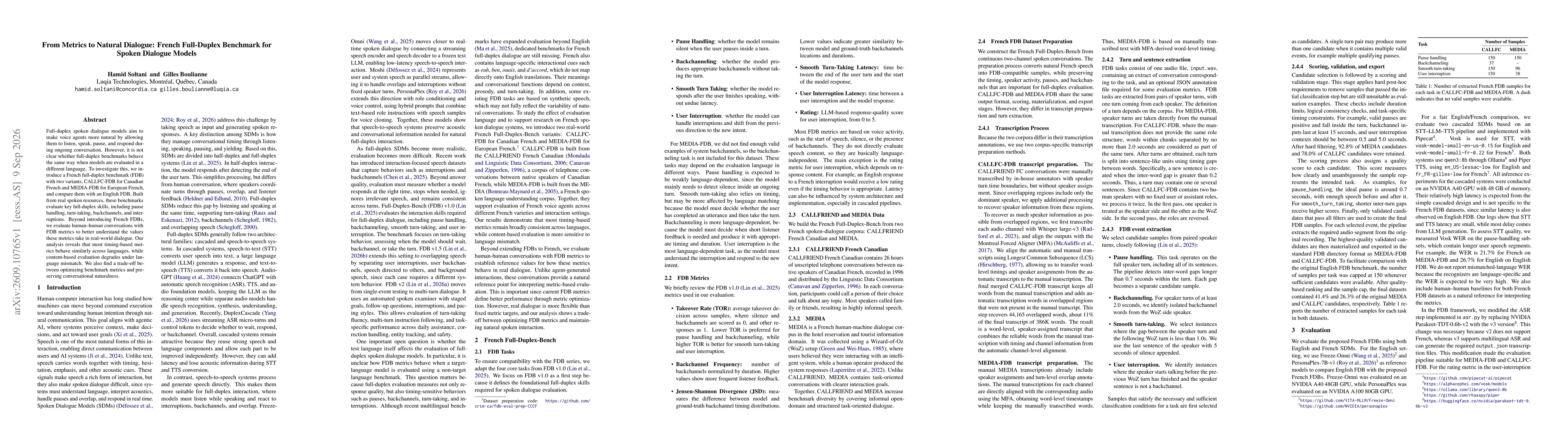 Thumbnail for From Metrics to Natural Dialogue: French Full-Duplex Benchmark for Spoken Dialogue Models