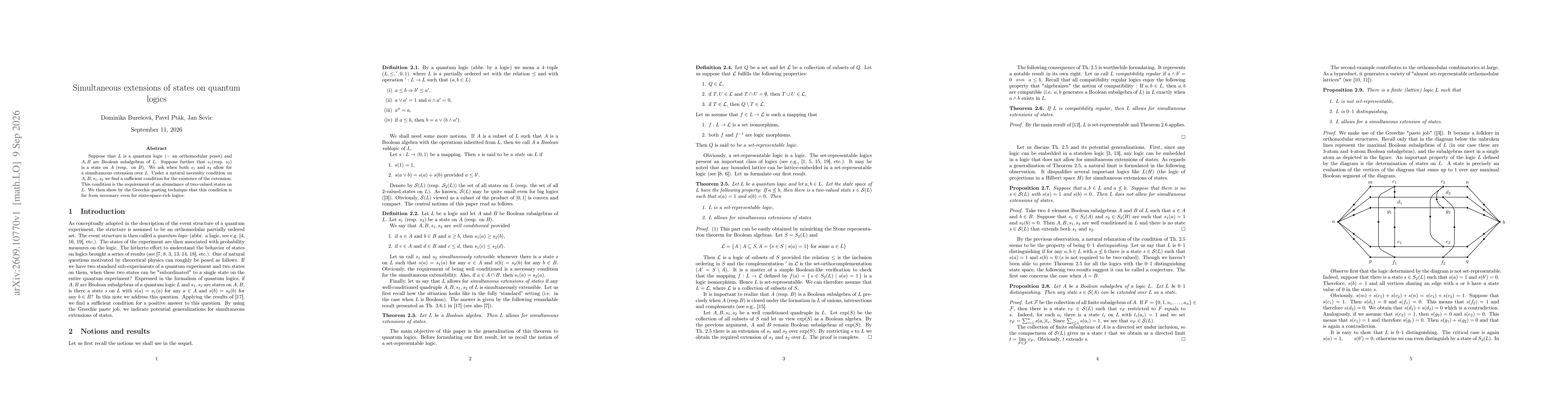 Thumbnail for Simultaneous extensions of states on quantum logics