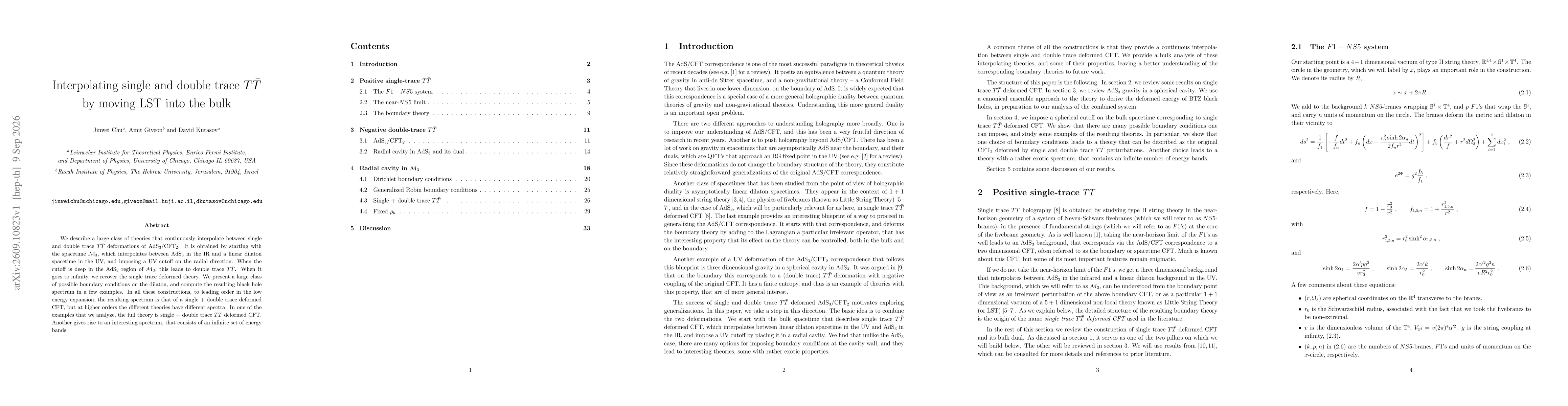 Thumbnail for Interpolating between single and double trace $T\bar T$ by moving LST into the bulk