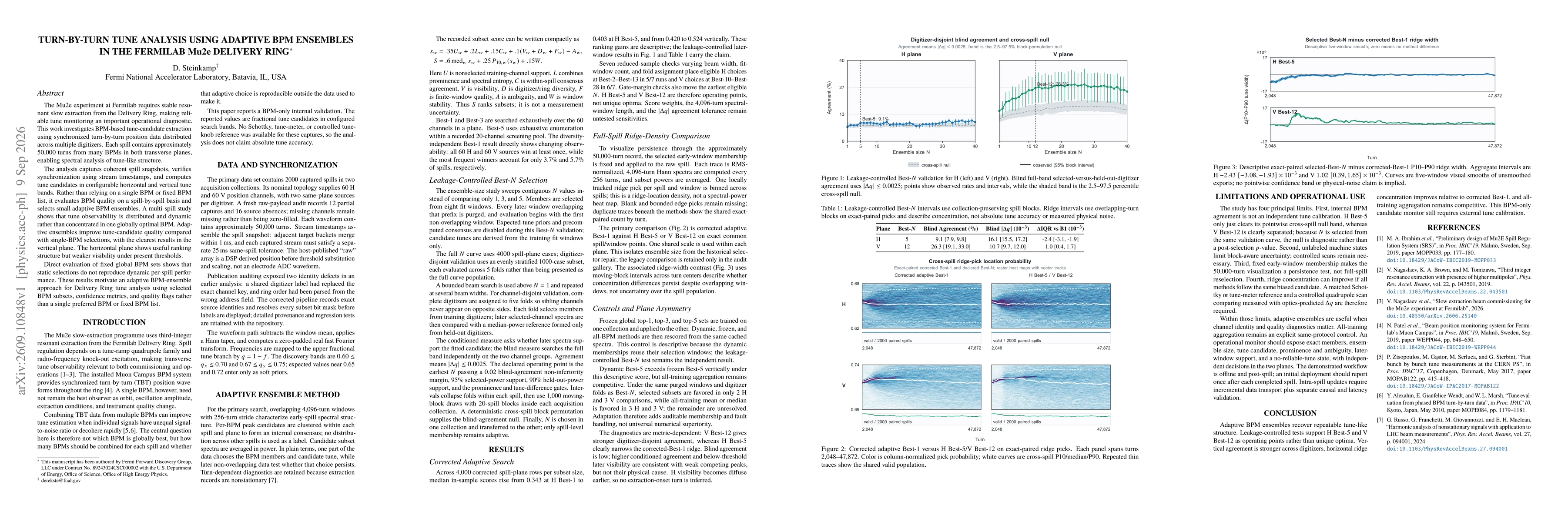 Thumbnail for Turn-by-turn Tune Analysis Using Adaptive BPM Ensembles in the Fermilab Mu2e Delivery Ring*