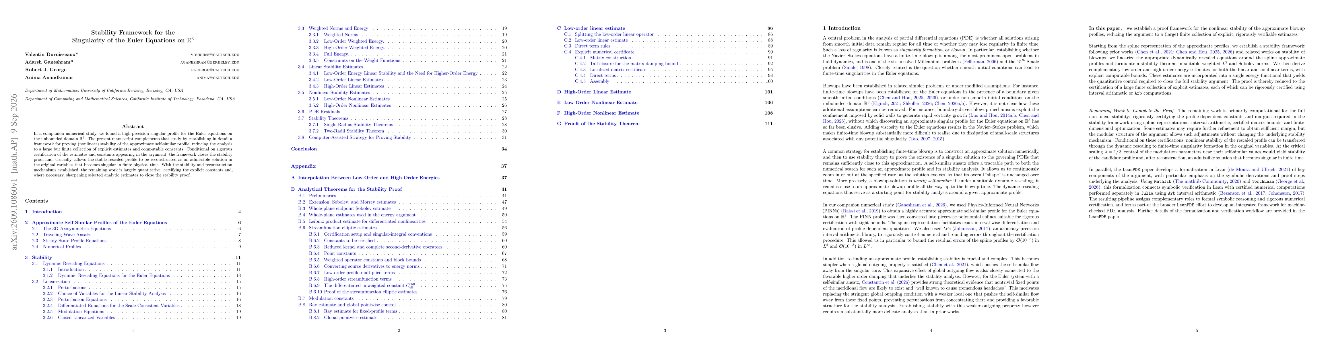 Thumbnail for Stability Framework for the Singularity of the Euler Equations on $\mathbb{R}^3$