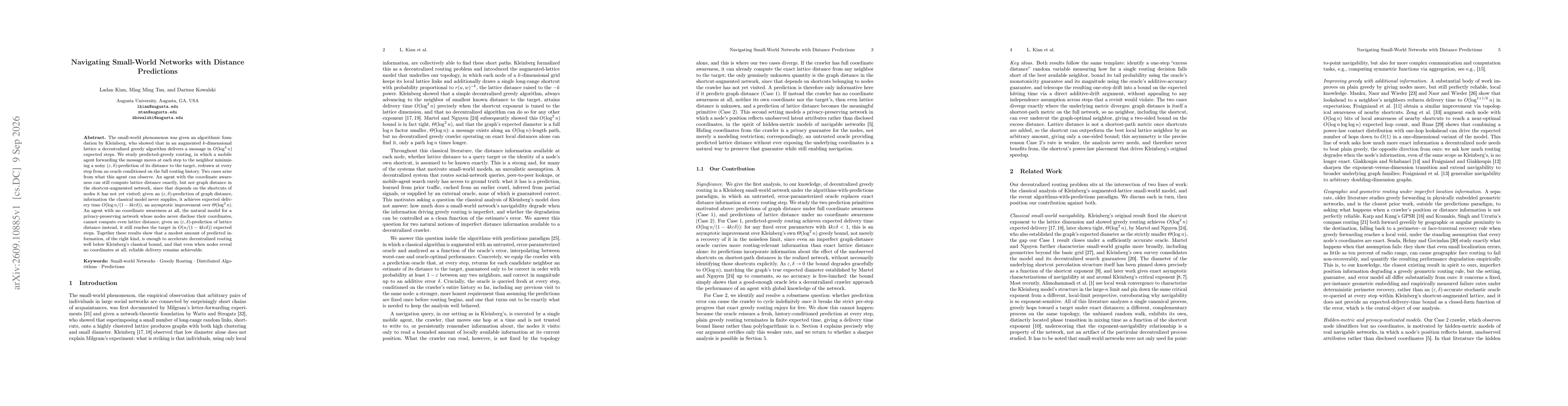Thumbnail for Navigating Small-World Networks with Distance Predictions