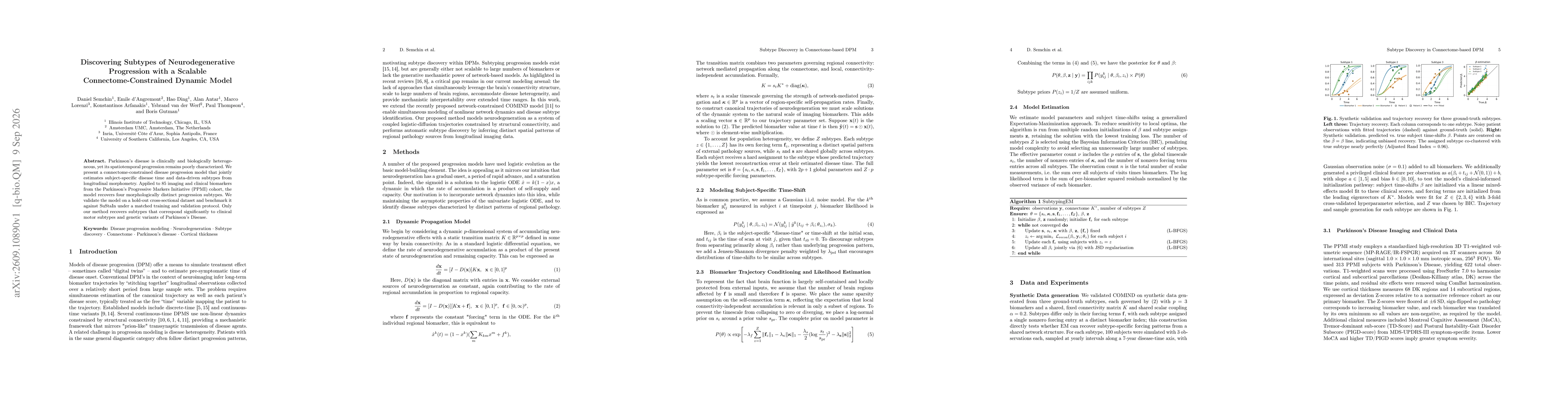 Thumbnail for Discovering Subtypes of Neurodegenerative Progression with a Scalable Connectome-Constrained Dynamic Model