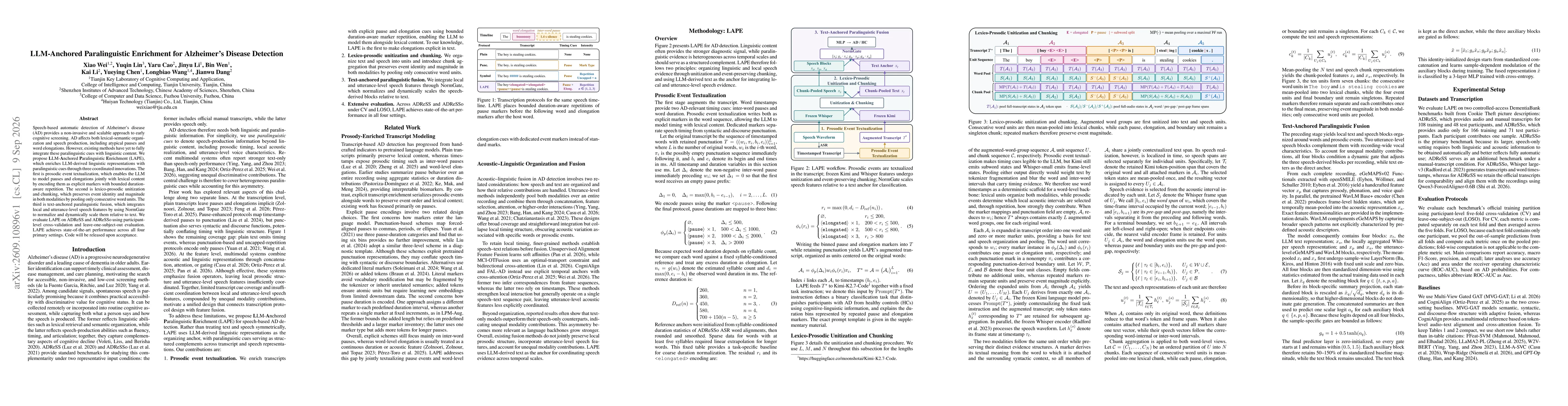 Thumbnail for LLM-Anchored Paralinguistic Enrichment for Alzheimer's Disease Detection