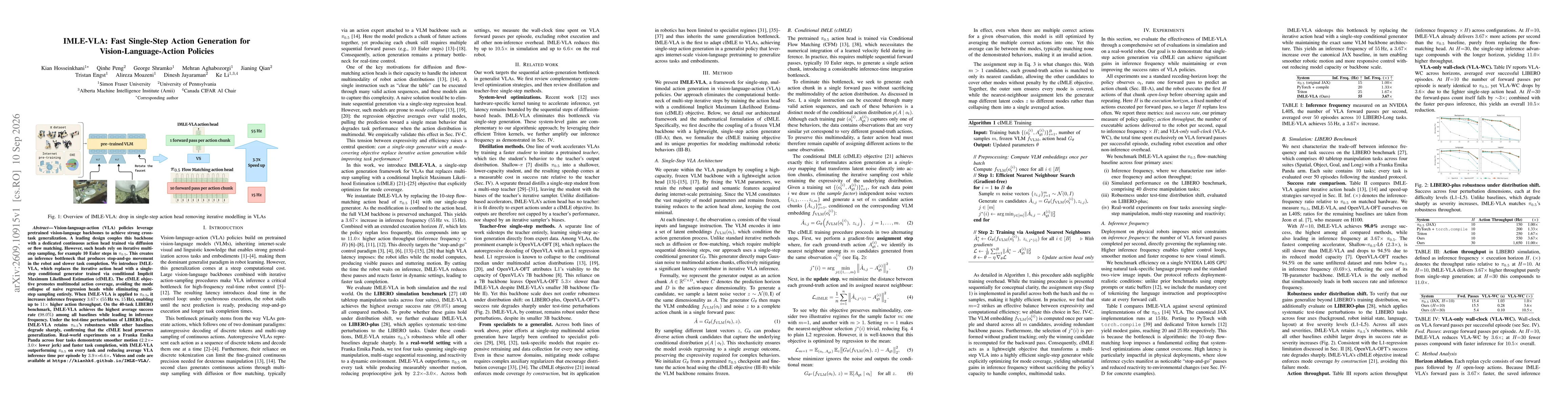 Thumbnail for IMLE-VLA: Fast Single-Step Action Generation for Vision-Language-Action Policies