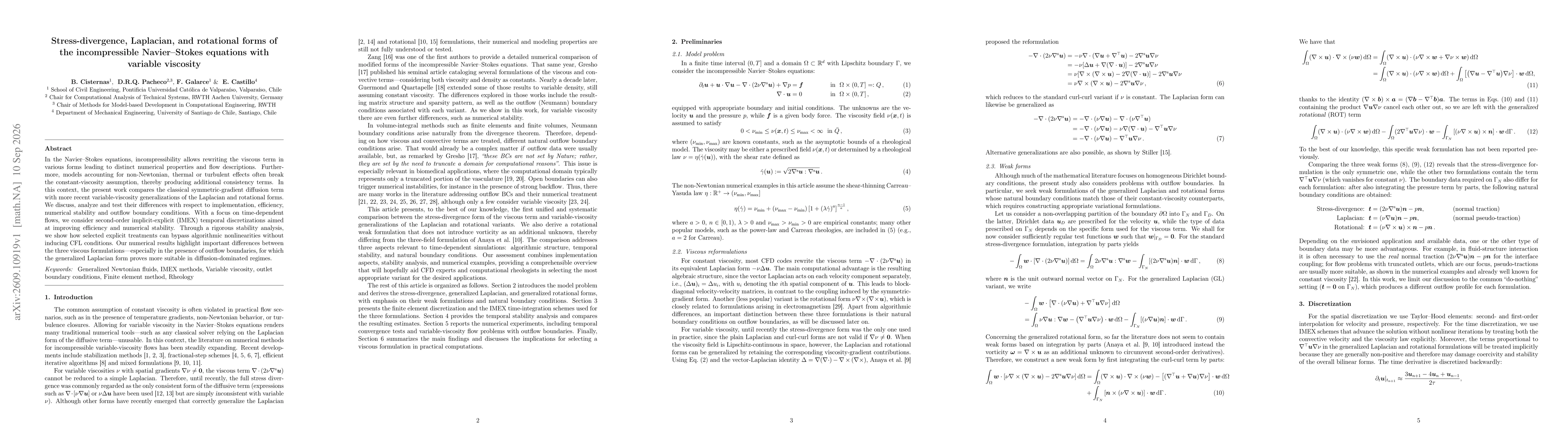 Thumbnail for Stress-divergence, Laplacian, and rotational forms of the incompressible Navier--Stokes equations with variable viscosity